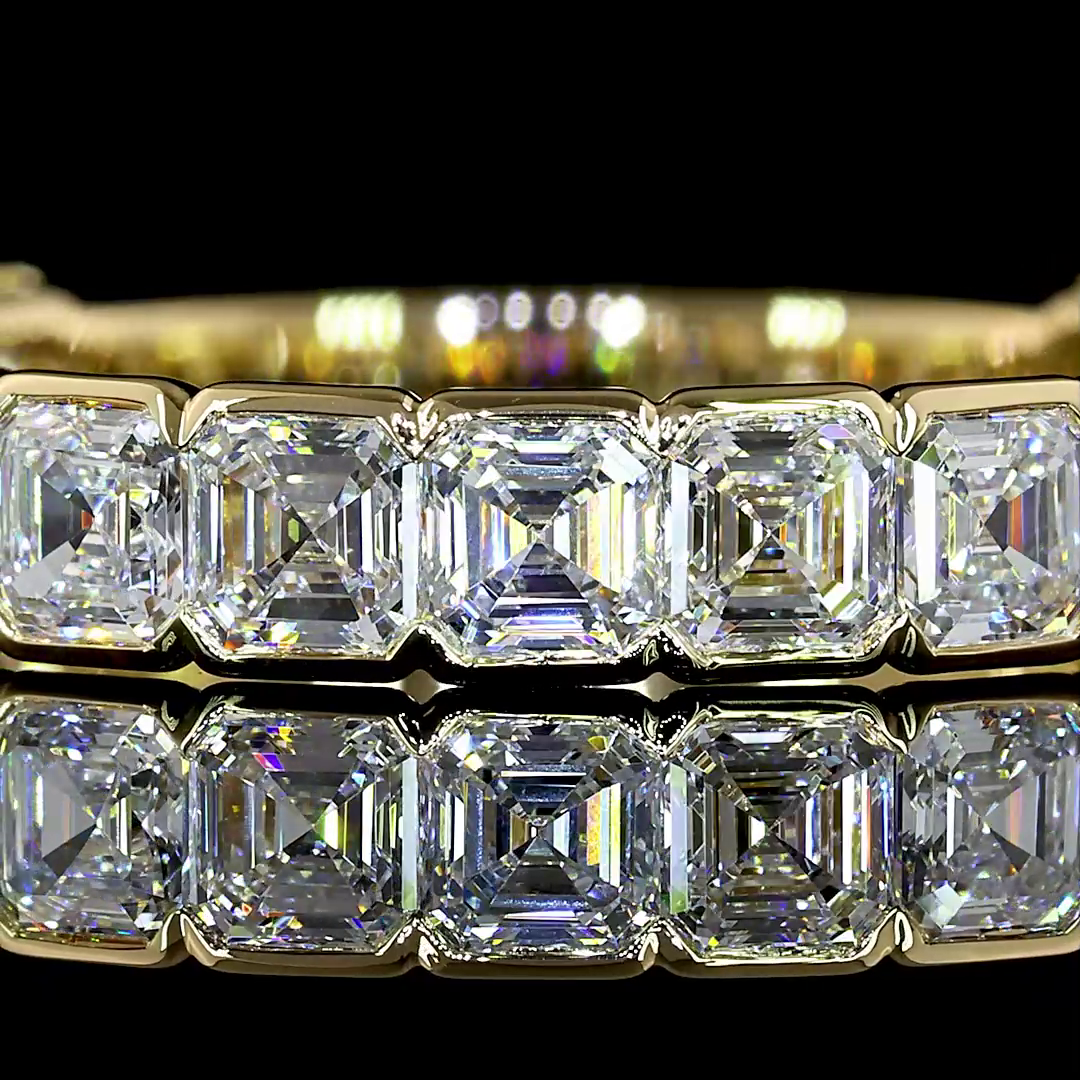 2ctw Asscher Half Bezel Diamond 3/4 Eternity Band