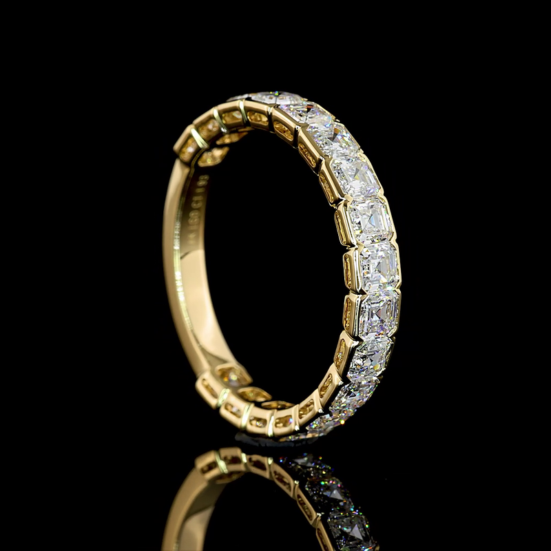2ctw Asscher Half Bezel Diamond 3/4 Eternity Band