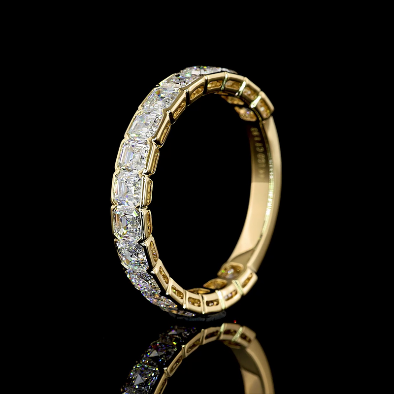 2ctw Asscher Half Bezel Diamond 3/4 Eternity Band