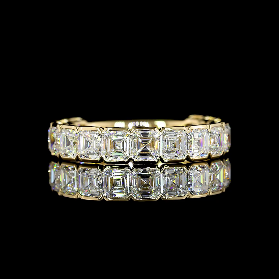 3ctw Asscher Half Bezel Diamond 3/4 Eternity Band