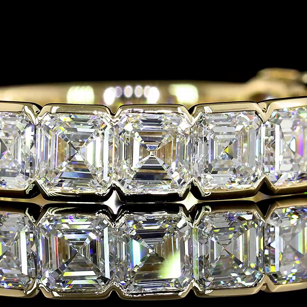 3ctw Asscher Half Bezel Diamond 3/4 Eternity Band