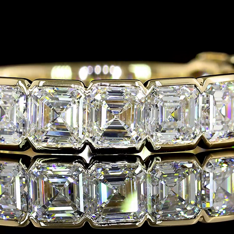 3ctw Asscher Half Bezel Diamond 3/4 Eternity Band
