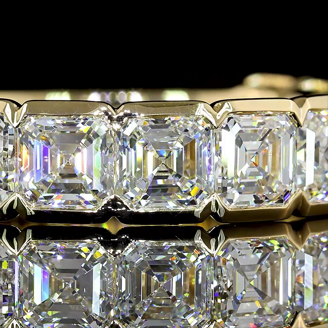 4ctw Asscher Half Bezel Diamond 3/4 Eternity Band