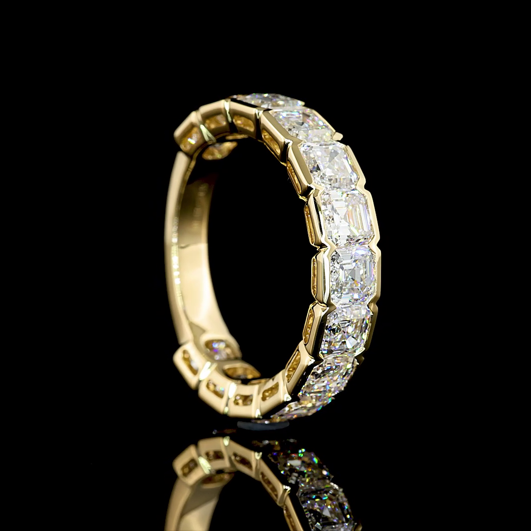 4ctw Asscher Half Bezel Diamond 3/4 Eternity Band