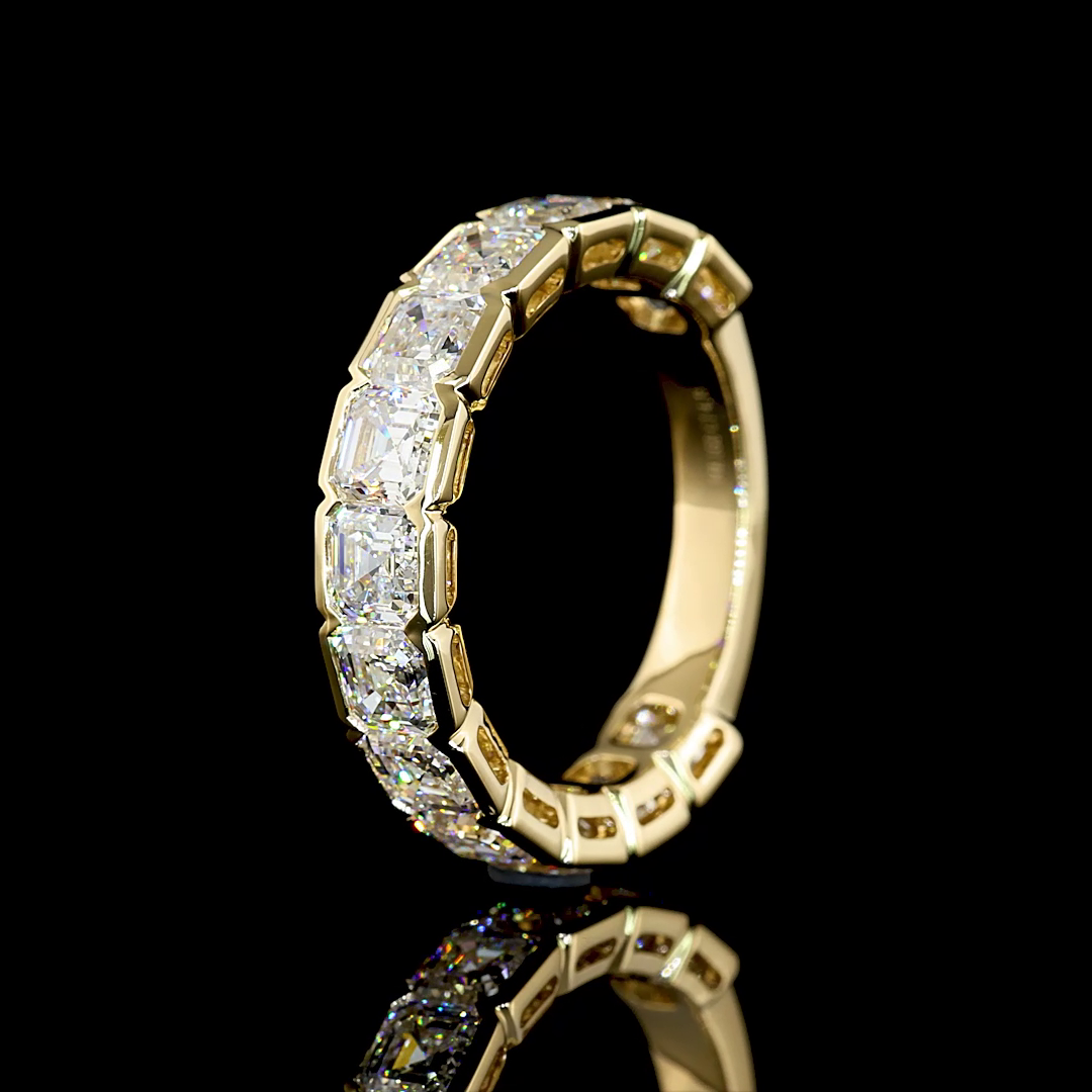 4ctw Asscher Half Bezel Diamond 3/4 Eternity Band