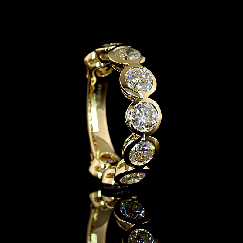 4ctw Round Bezel Diamond 3/4 Eternity Band