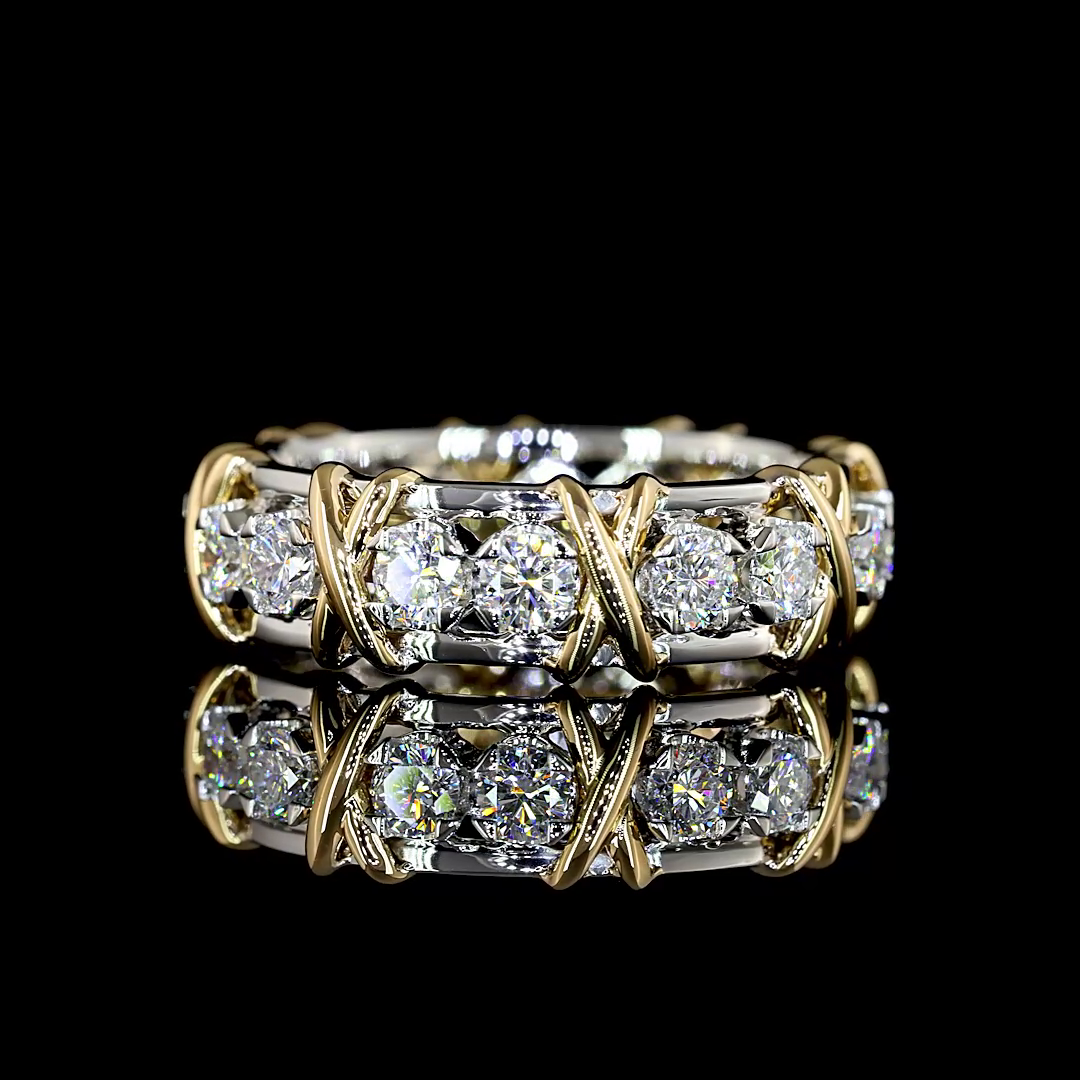 1-1/4ctw Half Bezel - Prong Round Special Band