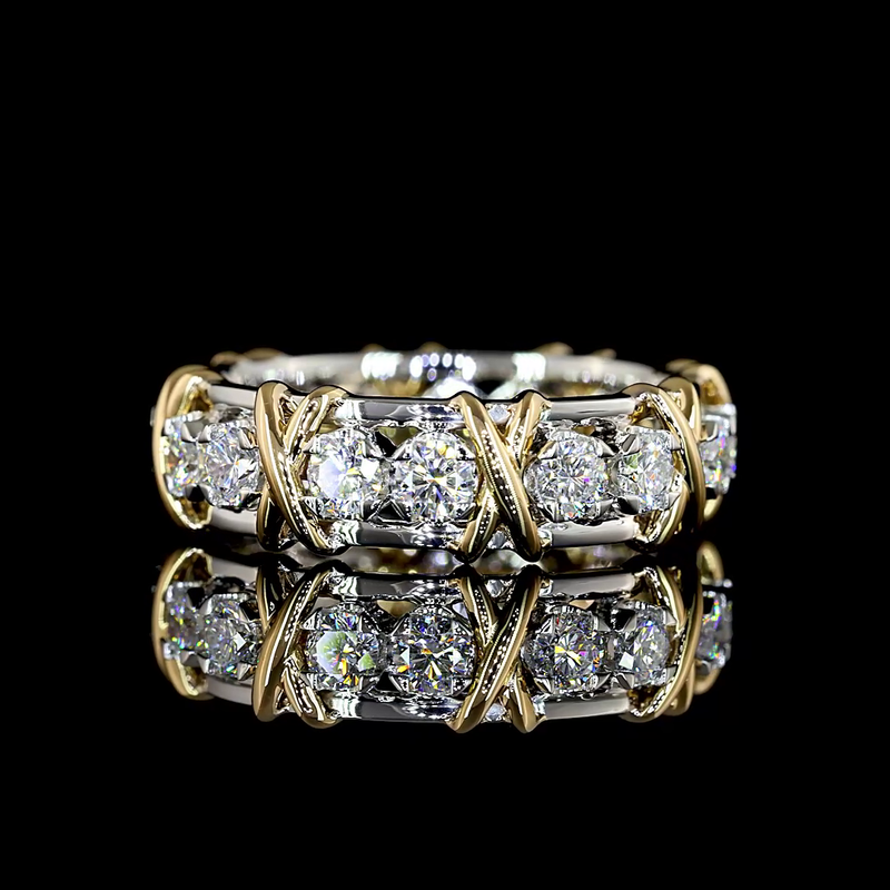 1-1/4ctw Half Bezel - Prong Round Special Band