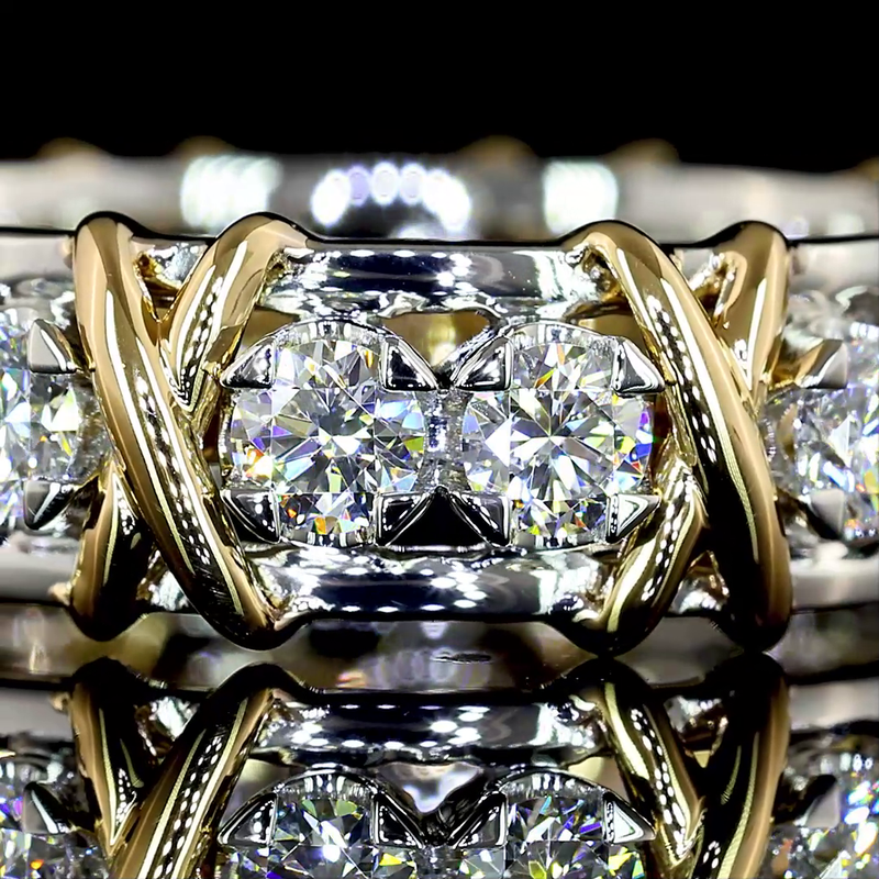1-1/4ctw Half Bezel - Prong Round Special Band