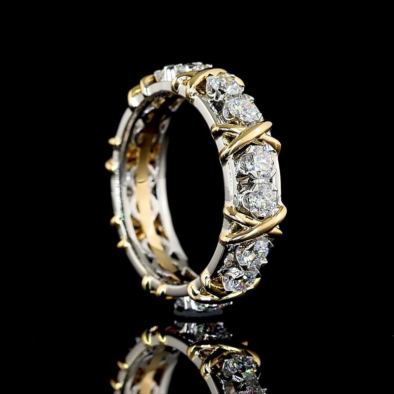 1-1/4ctw Half Bezel - Prong Round Special Band