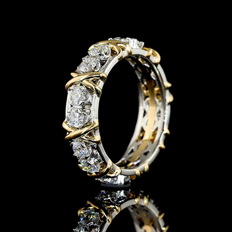 1-1/4ctw Half Bezel - Prong Round Special Band