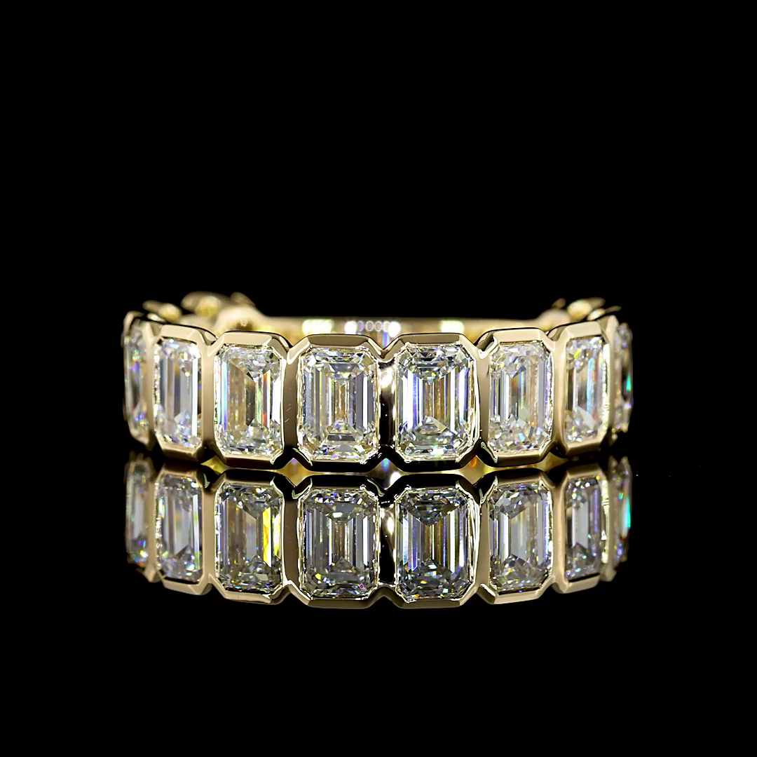 4ctw Emerald Bezel Diamond 3/4 Eternity Band