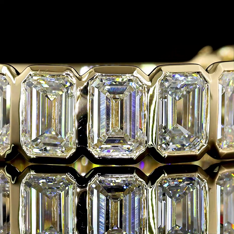 4ctw Emerald Bezel Diamond 3/4 Eternity Band