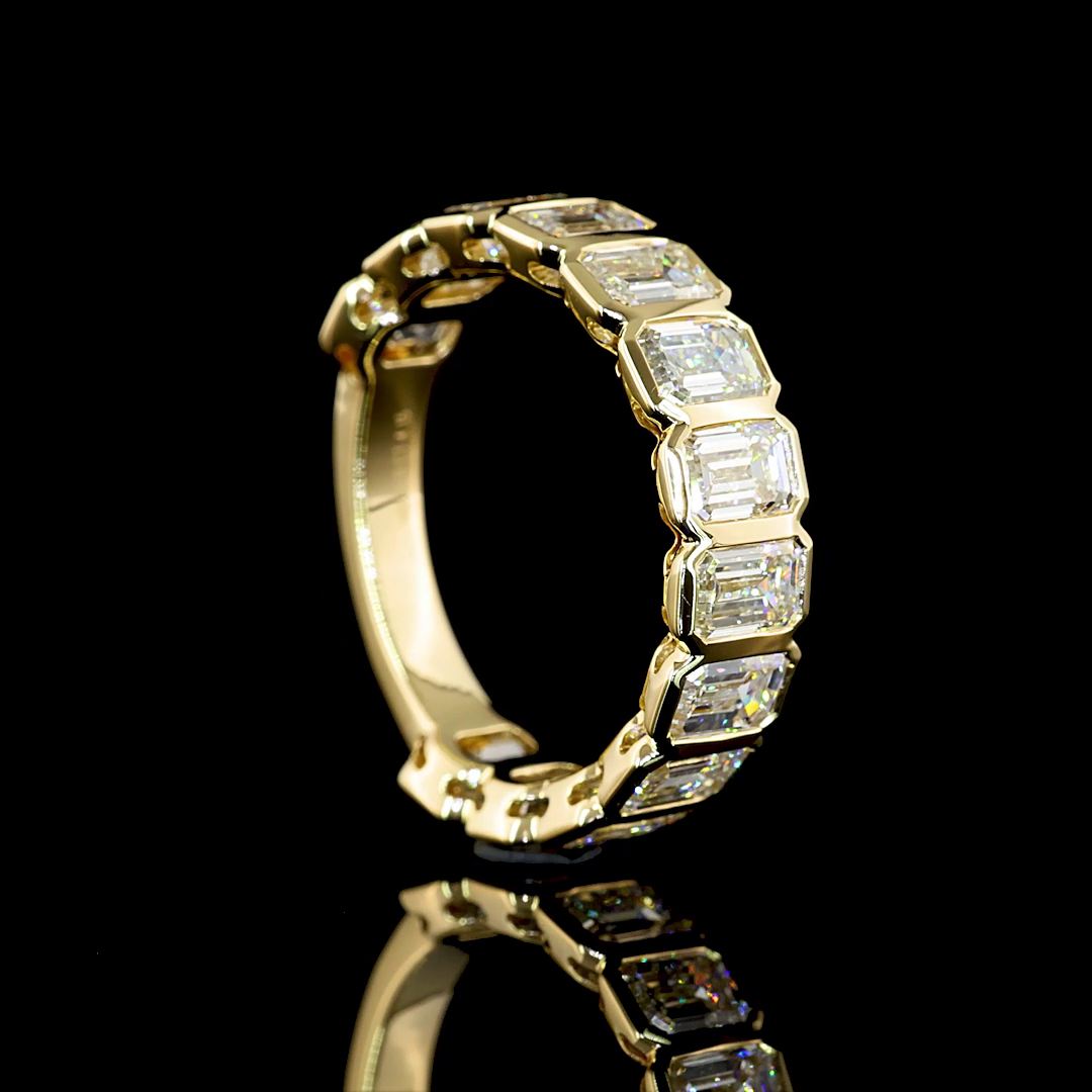 4ctw Emerald Bezel Diamond 3/4 Eternity Band