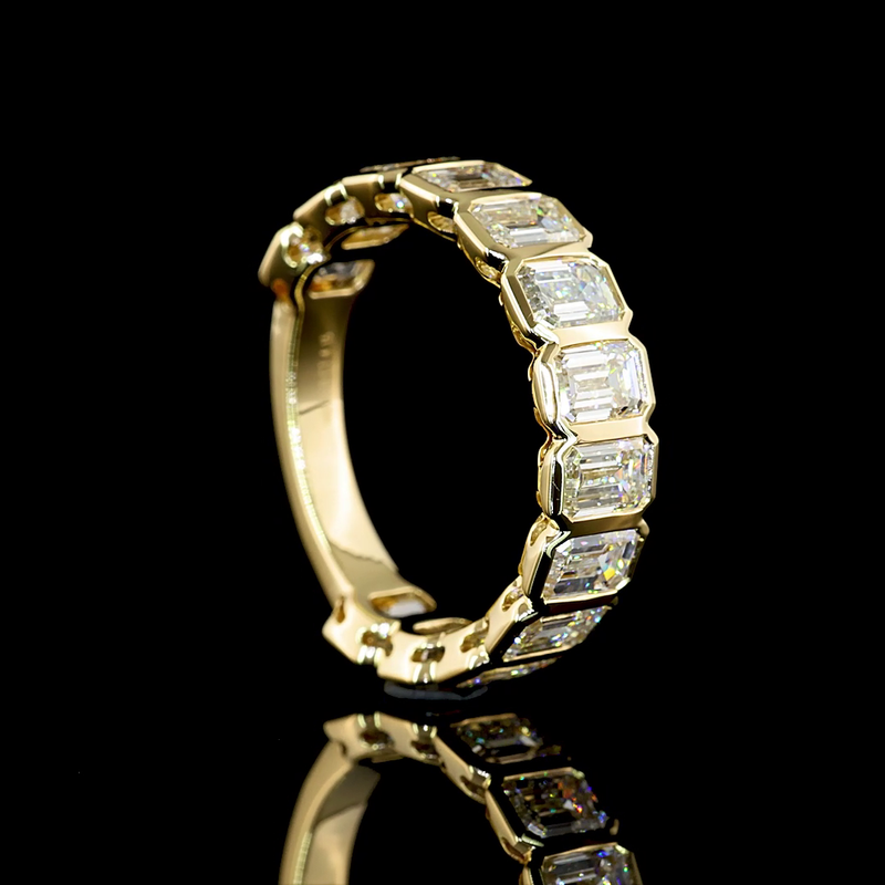 4ctw Emerald Bezel Diamond 3/4 Eternity Band