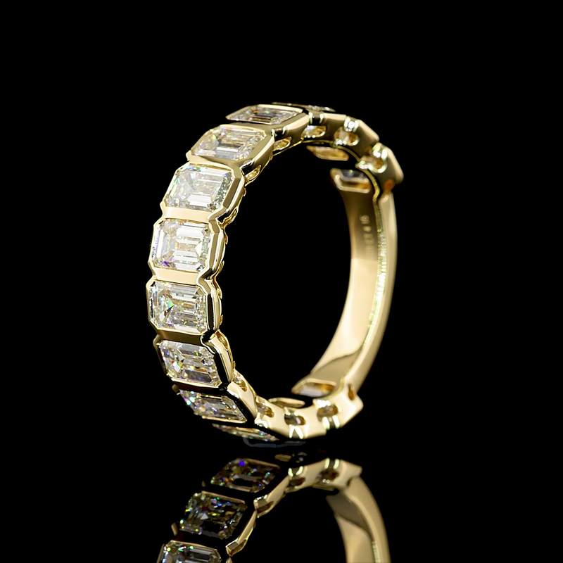 4ctw Emerald Bezel Diamond 3/4 Eternity Band