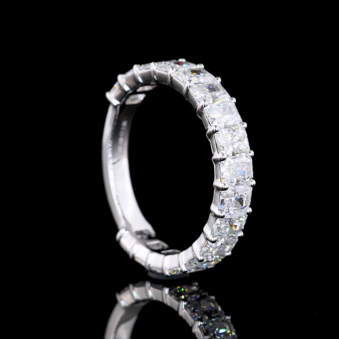 4ctw Radiant Prong Diamond 3/4 Eternity Band