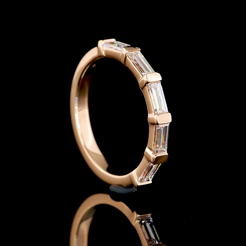 1/2ctw Half Bezel East West Baguette Five Stone Band