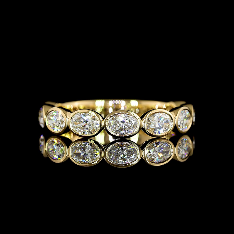 1-1/4ctw Bezel East West Oval 3/4 Eternity Band