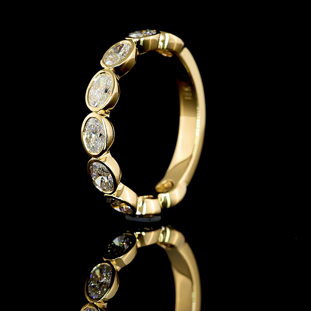 1-1/4ctw Bezel East West Oval 3/4 Eternity Band