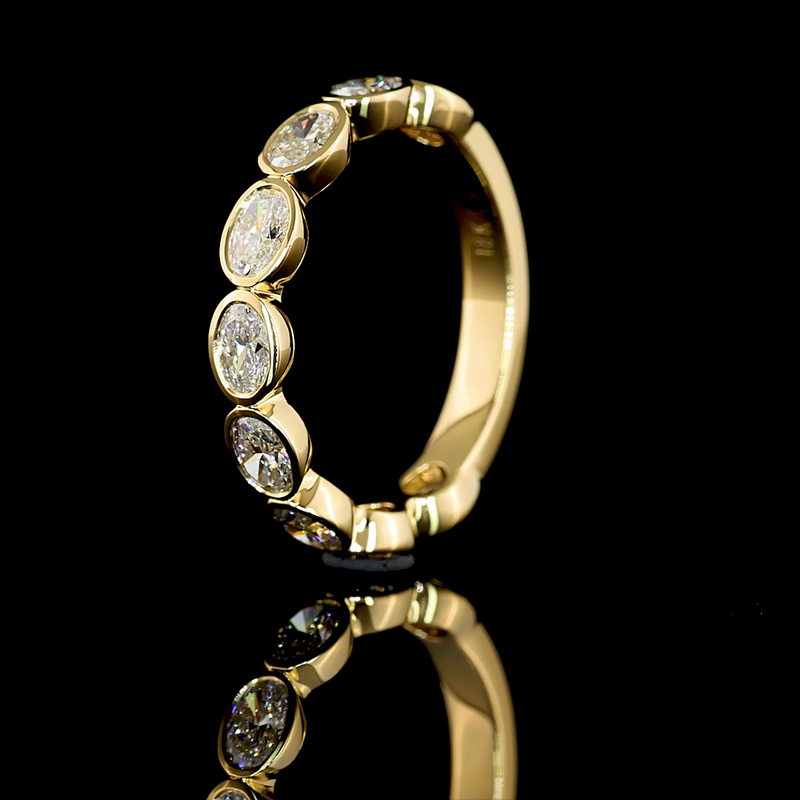 1-1/4ctw Bezel East West Oval 3/4 Eternity Band