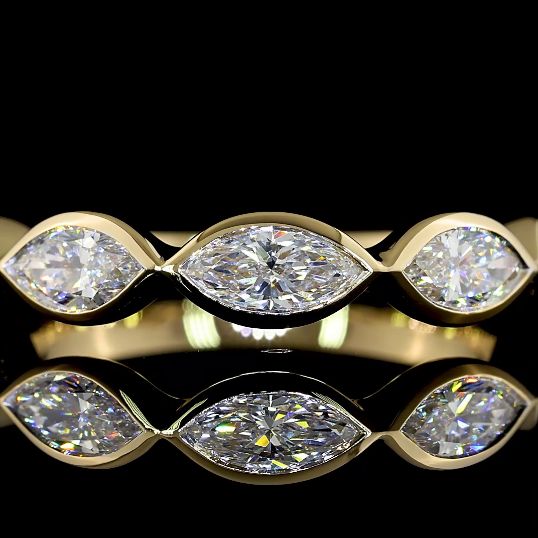 1ctw Bezel East West Marquise Five Stone Band