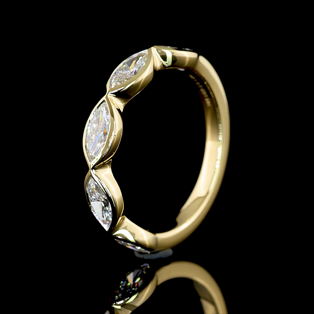1ctw Bezel East West Marquise Five Stone Band
