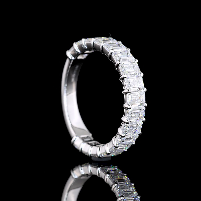 3ctw Emerald Prong Diamond 3/4 Eternity Band