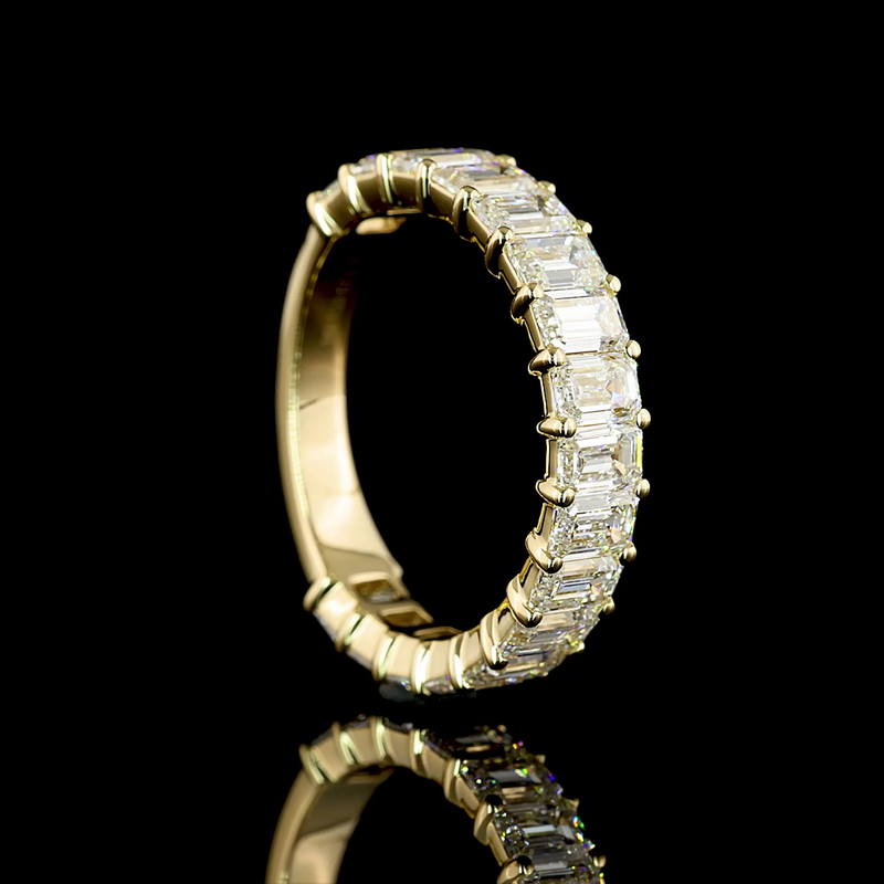 3ctw Emerald Prong Diamond 3/4 Eternity Band