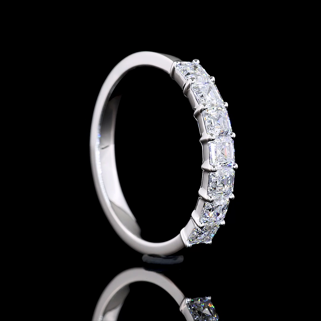 1ctw Prong Asscher Seven Stone Band