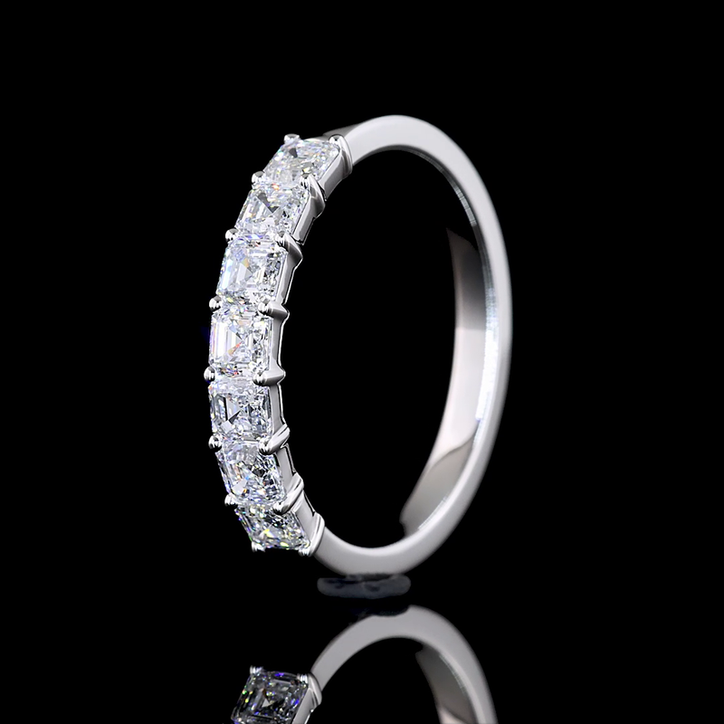 1ctw Prong Asscher Seven Stone Band