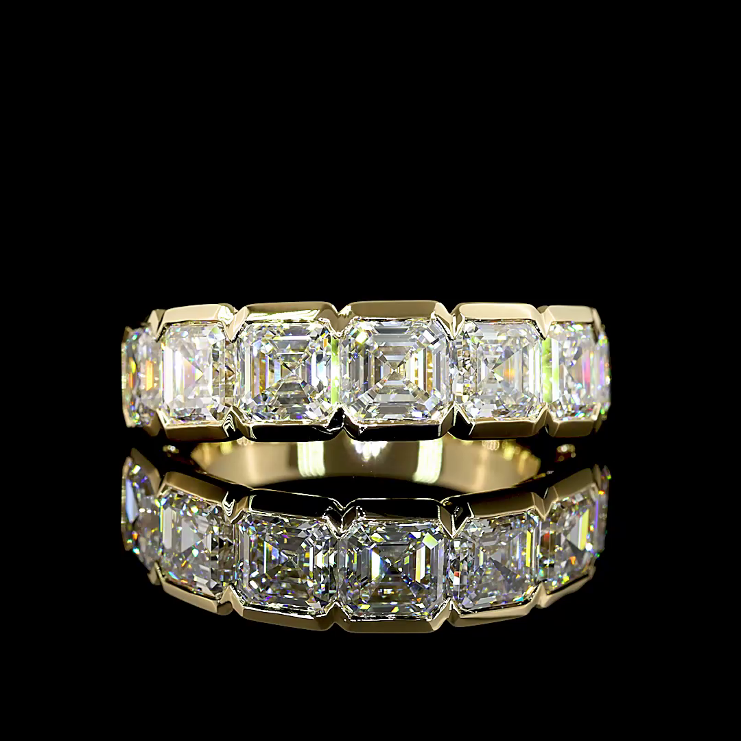 4-1/2ctw Half Bezel Asscher Seven Stone Band