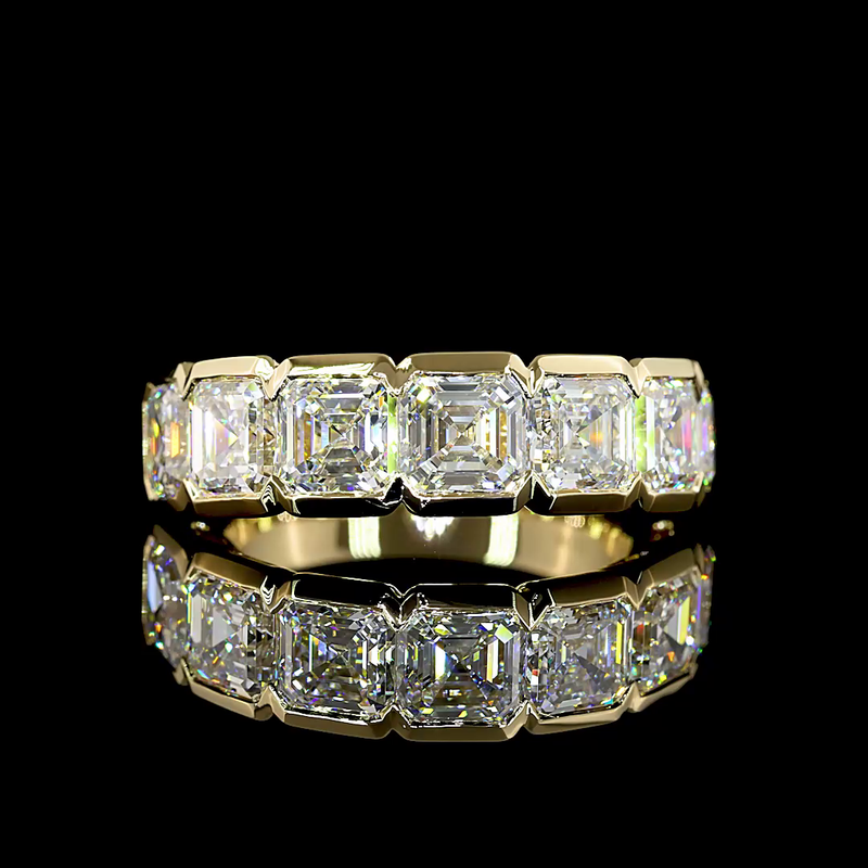 4-1/2ctw Half Bezel Asscher Seven Stone Band