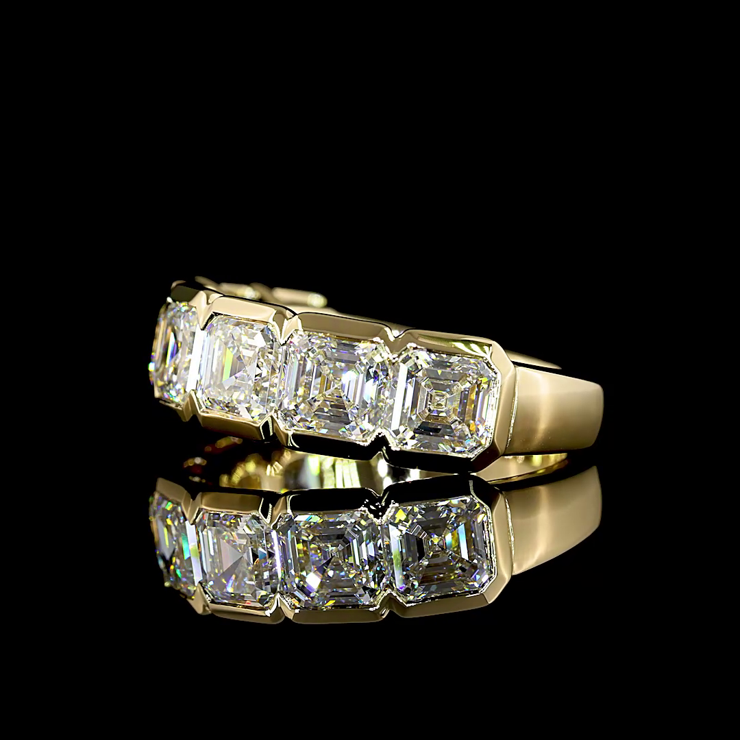 4-1/2ctw Half Bezel Asscher Seven Stone Band