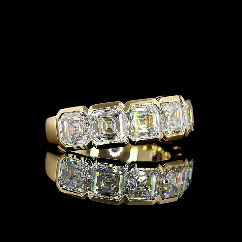 4-1/2ctw Half Bezel Asscher Seven Stone Band