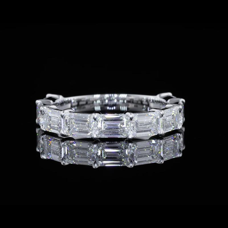 3ctw Emerald East West Prong Diamond Half Eternity Band