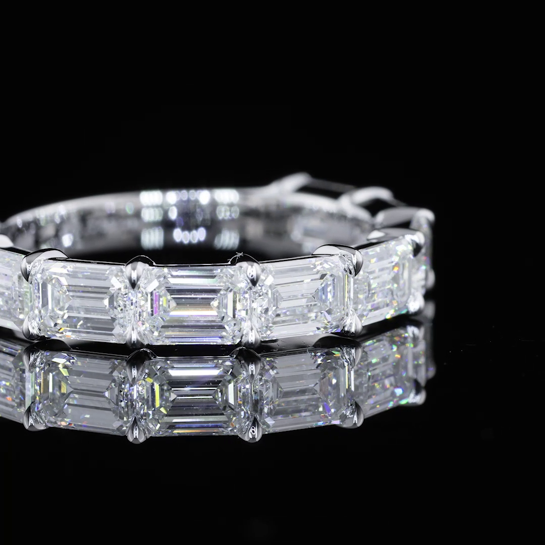 3ctw Emerald East West Prong Diamond Half Eternity Band