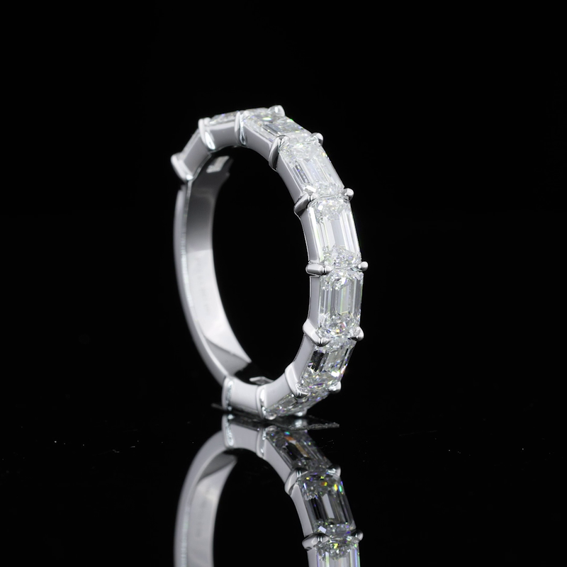 3ctw Emerald East West Prong Diamond Half Eternity Band
