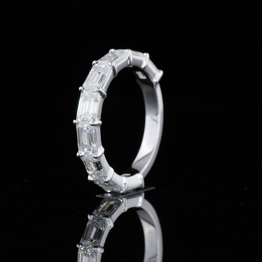 3ctw Emerald East West Prong Diamond Half Eternity Band