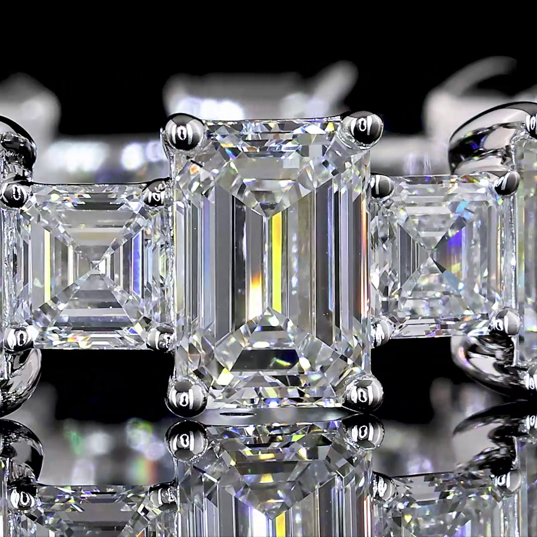6ctw Emerald & Asscher Prong Diamond Eternity Band