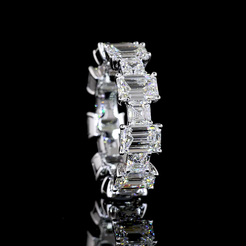 6ctw Emerald & Asscher Prong Diamond Eternity Band