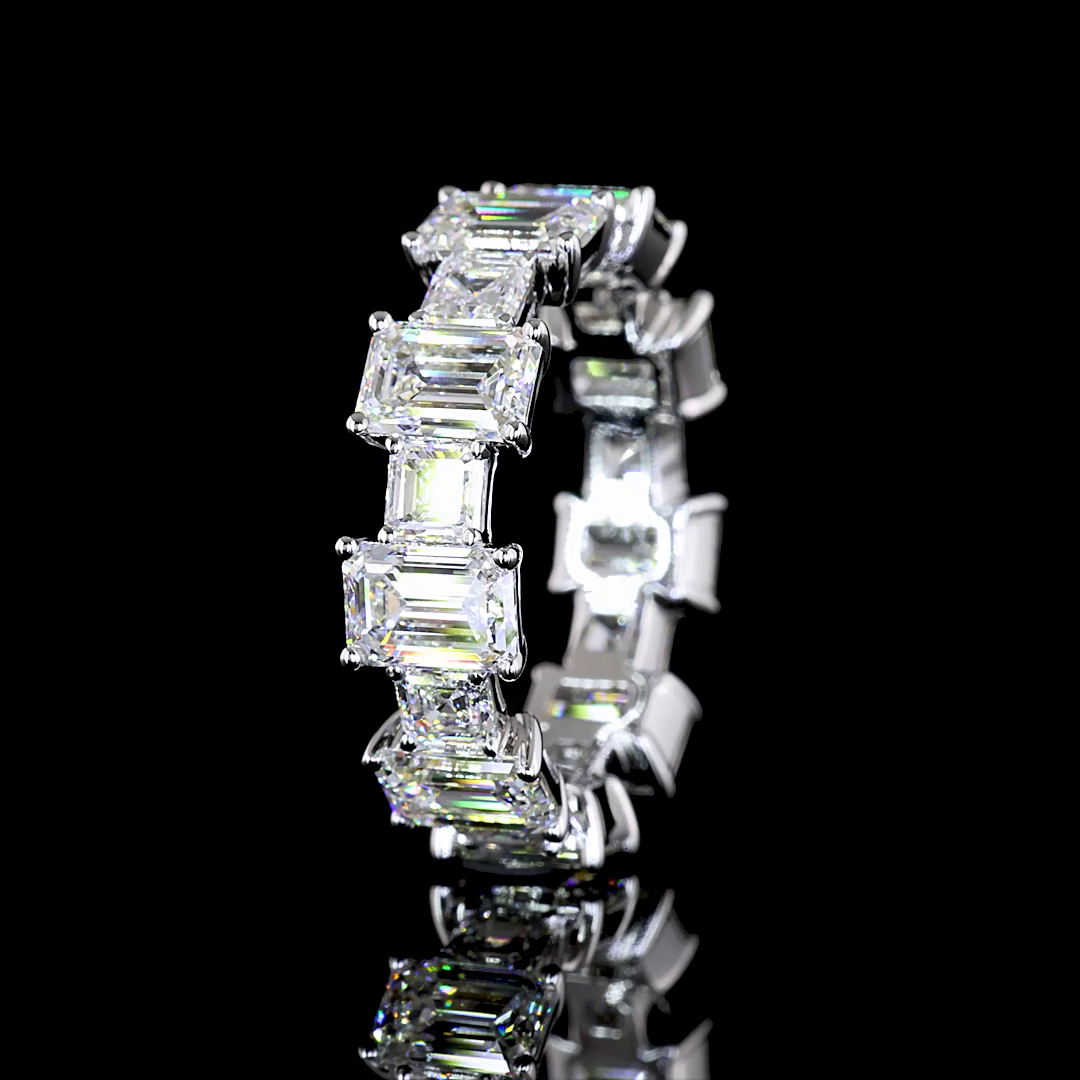 6ctw Emerald & Asscher Prong Diamond Eternity Band