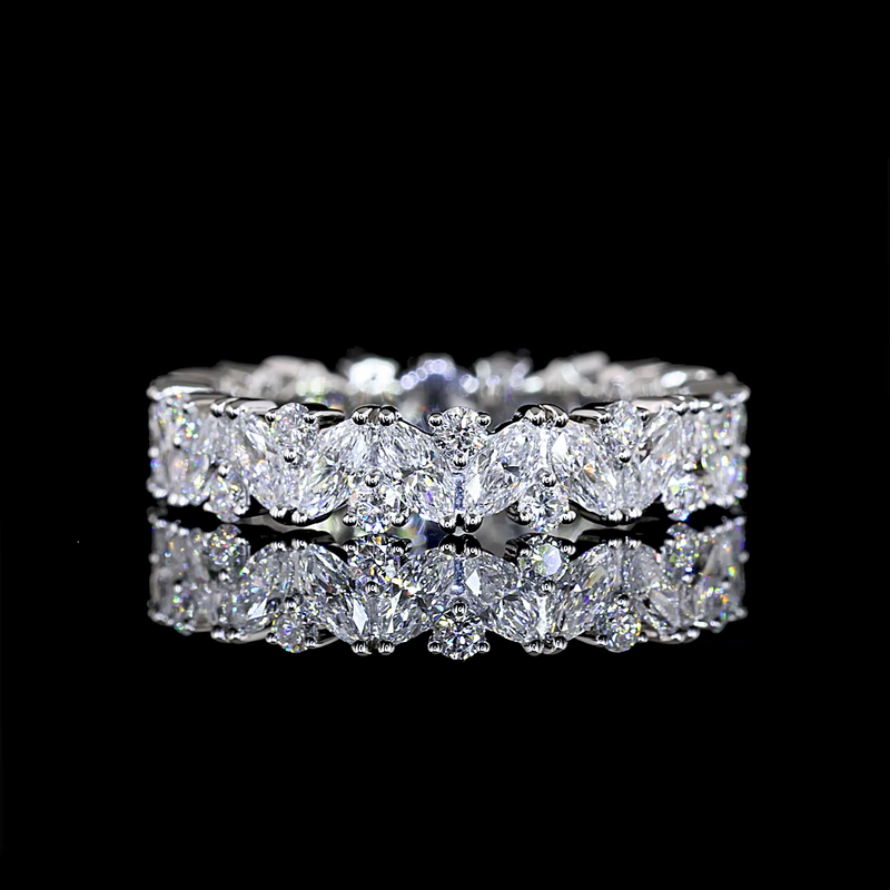 1-1/2ctw Marquise & Round Inclined Prong Diamond Eternity Band