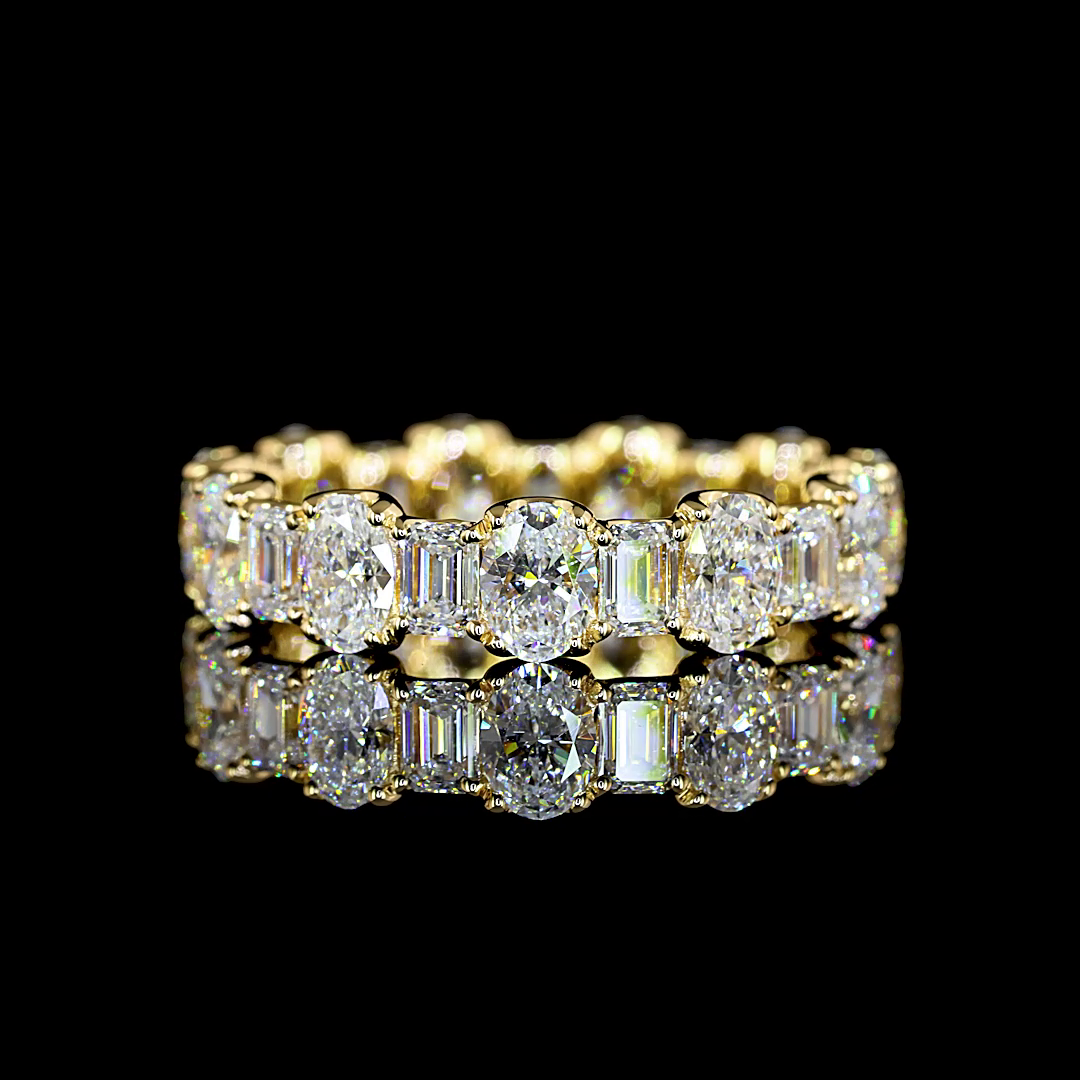 3ctw Oval & Emerald U Prong Diamond Eternity Band