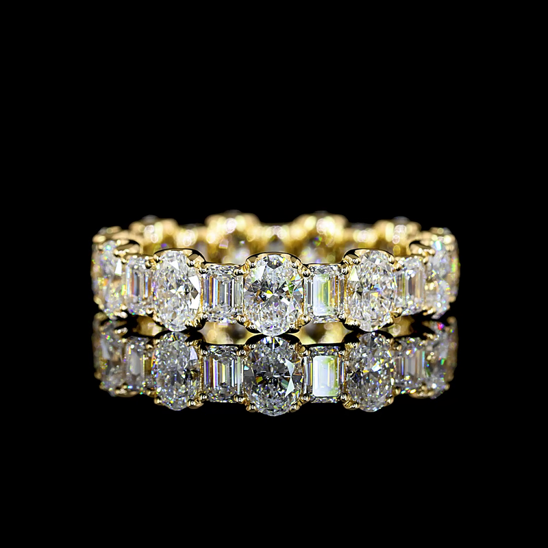 3ctw Oval & Emerald U Prong Diamond Eternity Band