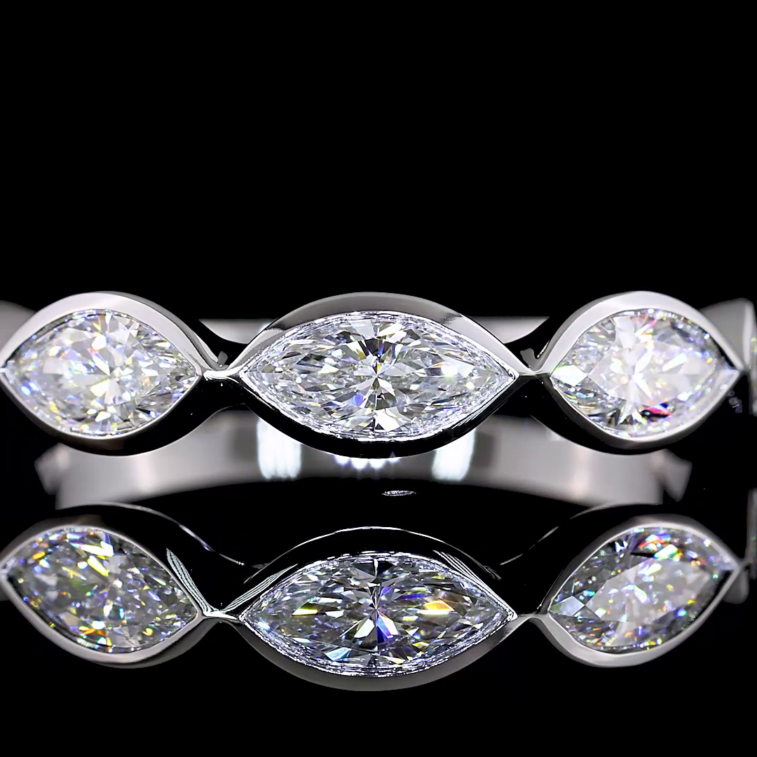 1ctw Bezel East West Marquise Five Stone Band