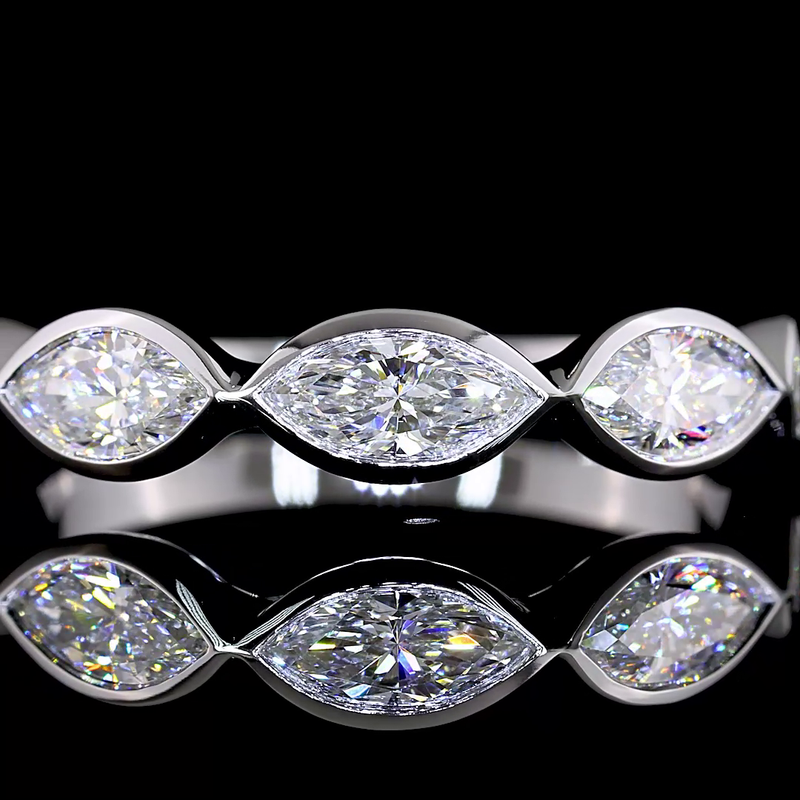 1ctw Bezel East West Marquise Five Stone Band