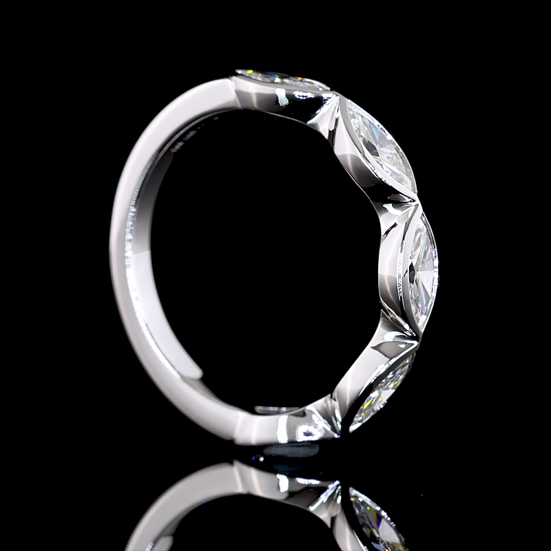 1ctw Bezel East West Marquise Five Stone Band