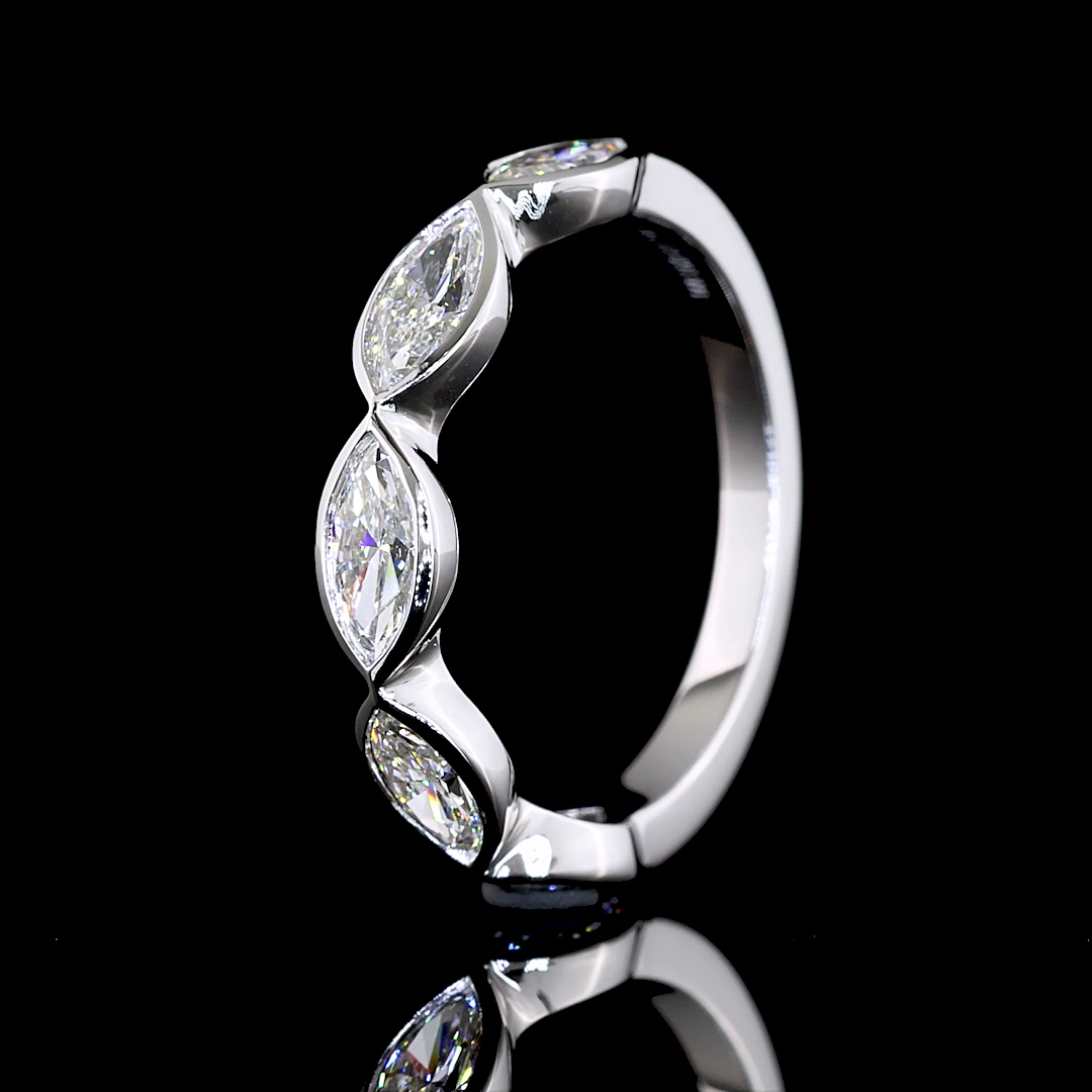 1ctw Bezel East West Marquise Five Stone Band