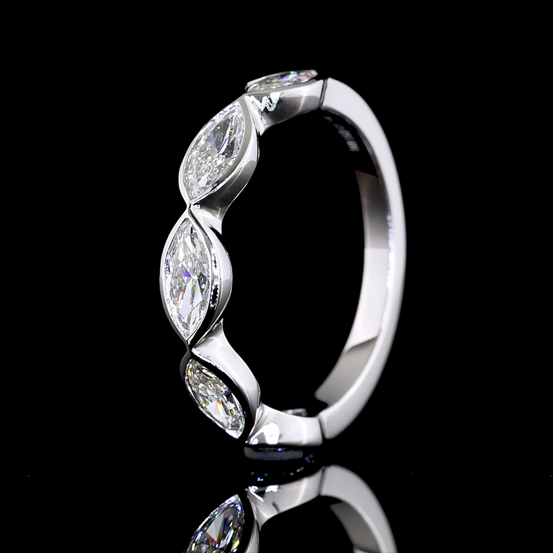 1ctw Bezel East West Marquise Five Stone Band
